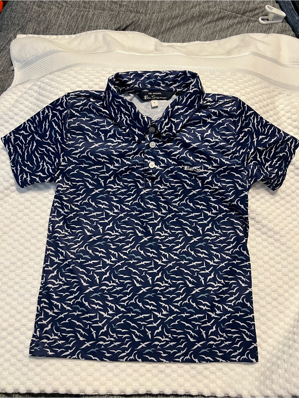 Ben Sherman Navy Polo with White Shark Print